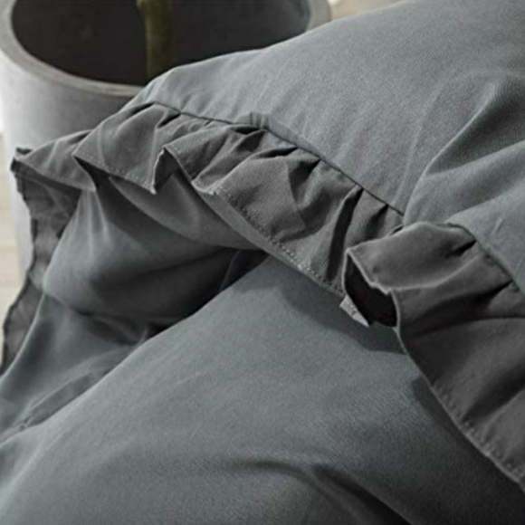 🆕⭐ Farmhouse ruffle charcoal grey duvet set - Picture 3 of 7